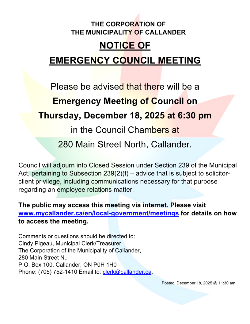 Emergency Council Meeting Notice